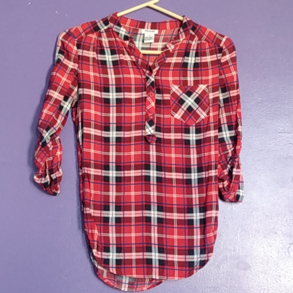 Red plaid blouse